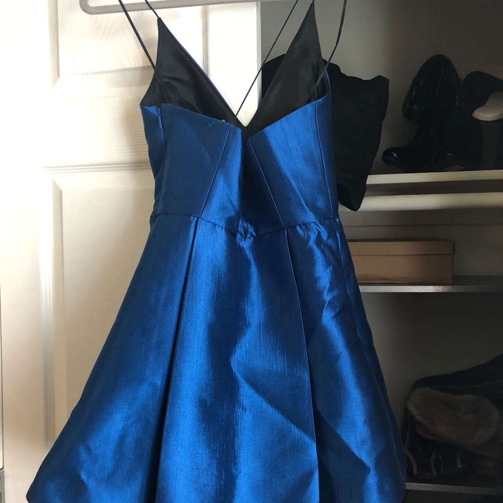 Satin blue cocktail dress